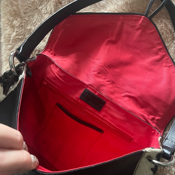 NWOT Hobbs Cowhide & Black Leather Shoulder Bag | Haircalf Flap | Boho Western - Picture 13 of 17